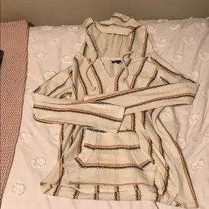 Long sleeved striped hoodie.